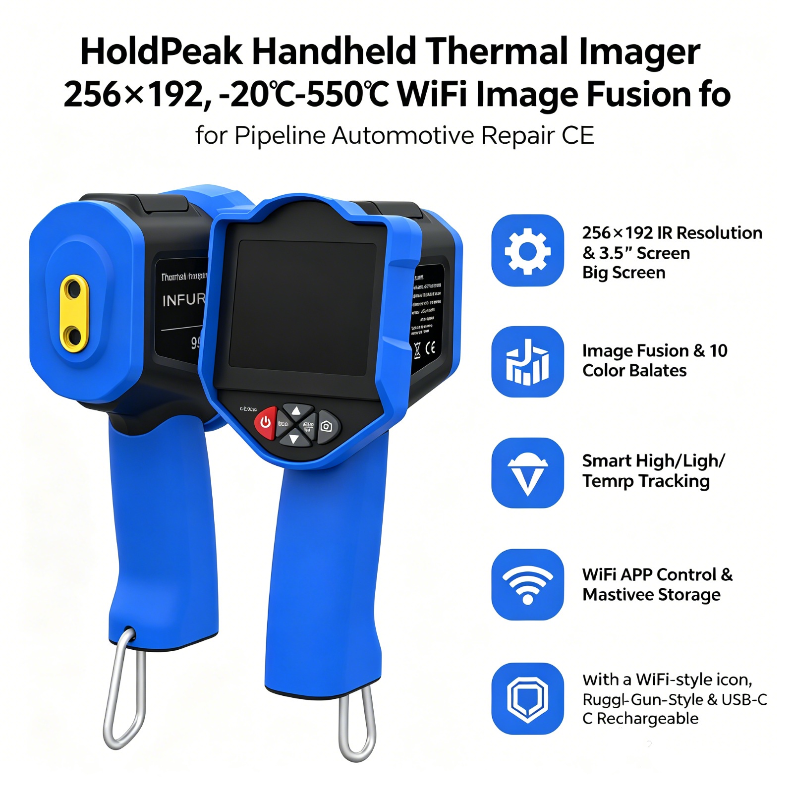 Thermal Imaging Camera 256X192 - Kamera termowizyjna HoldPeak, rozdzielczość 256x192, obraz